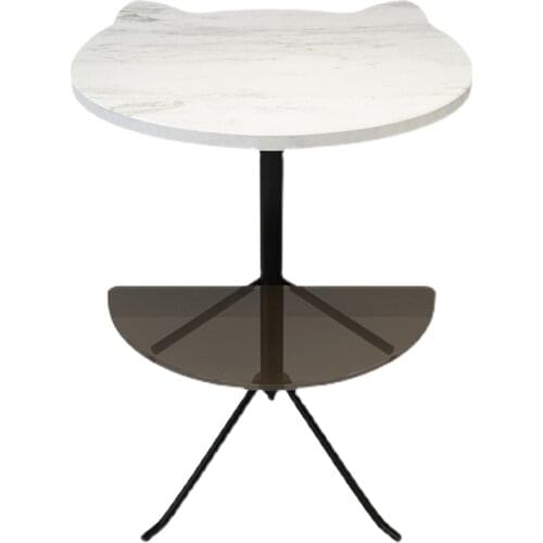 Creative marble, stone plate, glass edge, simple modern sofa corner, lovely bedside small round table
