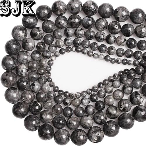 Natural Black Spectrolite Stone Beads Labradorite Round Loose Beads 4 6 8 10 12MM For Bracelet Jewelry Making