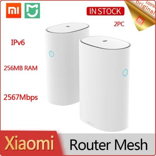 Xiaomi Router Mesh (2PCs) 2.4G 5G WiFi Router High Speed 4 Core CPU 256MB Gigabit Power 4 Signal Amplifiers for Smart Home