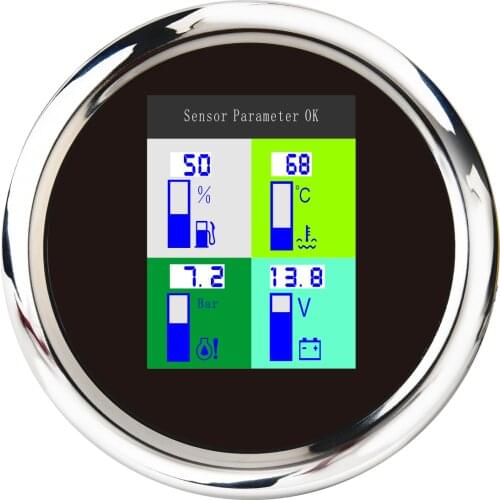 4 in 1 Multi-function Gauges Auto Marine Boat Car Fuel Level Gauge Water Temp Oil Pressure 0~10Bar Voltmeter Volt gauge