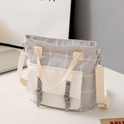 Fashion Plaid Shoulder bag for women canvas bag student school bag Crossbody Bags Korean Harajuku messenger bag female handbag