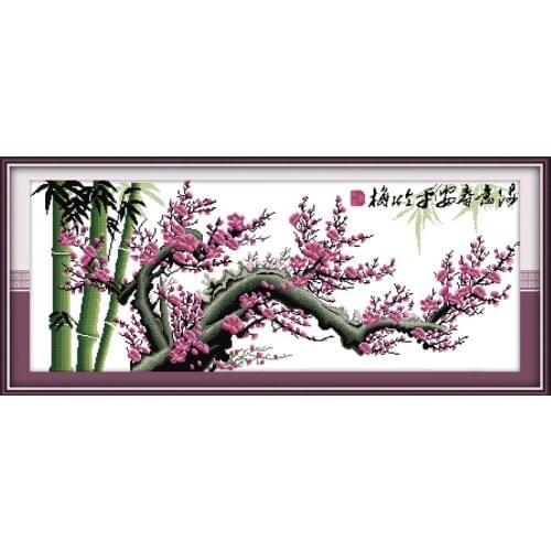 Bamboo and Flowers cross stitch kit flower 18ct 14ct 11ct count printed canvas stitching embroidery DIY handmade needlework