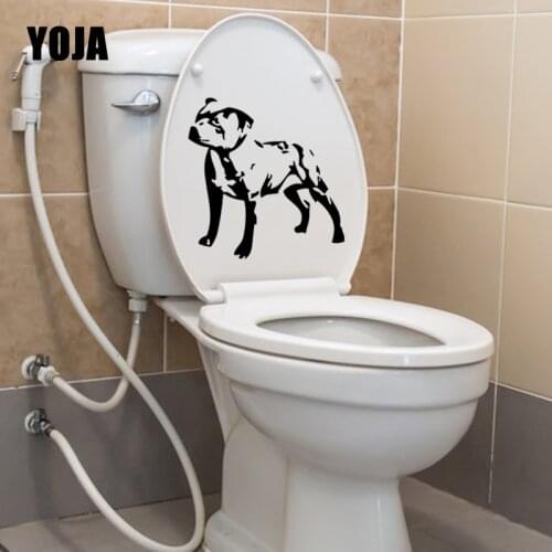 YOJA 22.5X21.3CM Dog Staffordshire Pitbull Toilet Decal Wall Sticker Art Home Decor Cartoon T5-1621
