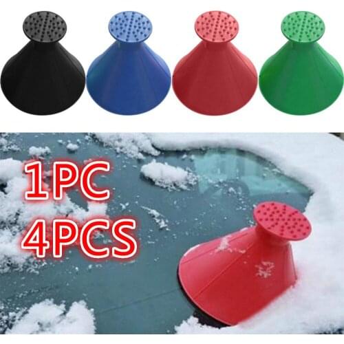 2021 New Winter Auto Car Magic Window Windshield Car Ice Scraper Shaped Funnel Snow Remover Deicer Cone Tool Scraping A Round