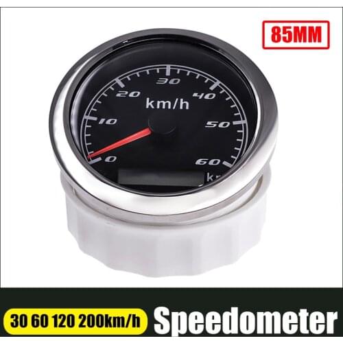 85mm Speedometer Odometer 60 km/h 120km/h 200km/h Speed Gauge Without GPS Antenna For Marine Boat Car ATV Truck Red Backlight