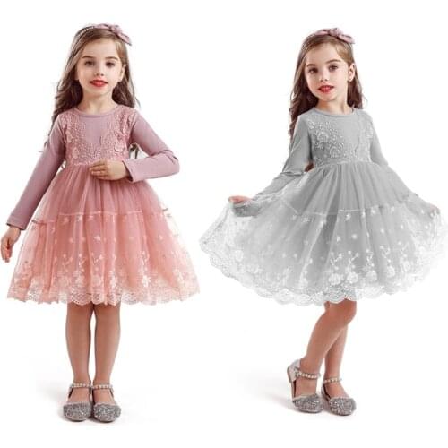3-8y Lace Girl Dress Kids Dresses for Girls Casual Wear Long Sleeve Autumn Dress for Girls Party Dress Tutu Children Clothes