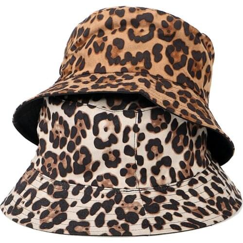 Leopard Reversible Female Bucket Hat Hip Hop Printed Women Summer Hat Cap Outdoor Fishing Lady Panama Casual Female Cap Sunhat