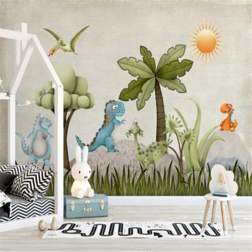 Custom Mural Wallpaper Cartoon Dinosaur Illustration Children Room Background Wall Painting