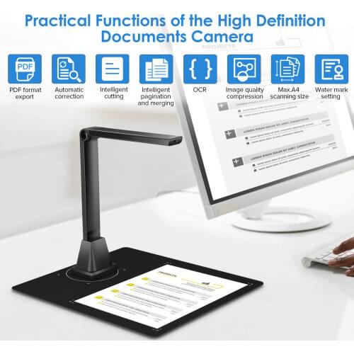 A4 Portable High Speed USB Book Picture Document Camera Scanner 5 Mega-pixel HD camera OCR Function LED Light document scanner