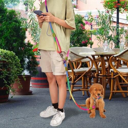 Dog Leash Harnesses Leads for Dogs Walking Slung Shoulder Hands Free Leashes Running Dog Chain Multifunctional Double-head Leash