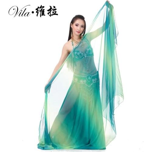 Customized Belly Dance Silk Veils 250x120CM Hand Thrown Scarf Shawl Multi-color Gradient finish Veil Free Shipping