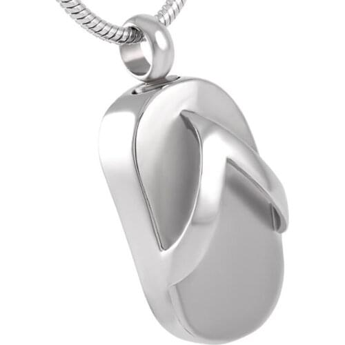 DJX8401 Flip Flops Shape Memorial Urn Pendant 316L Stainless Steel Cremation Jewelry Ash Urn Pendant for Keepsake