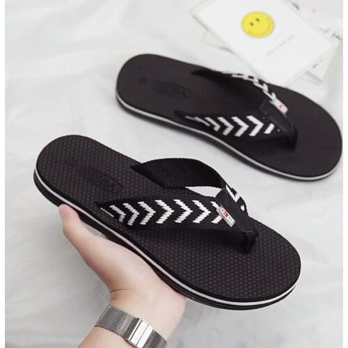 Summer Mens Flip Flops Arrow Canvas Home Slippers Anti-skid Casual Comfort PVC Slides Indoor Female Beach Sandals