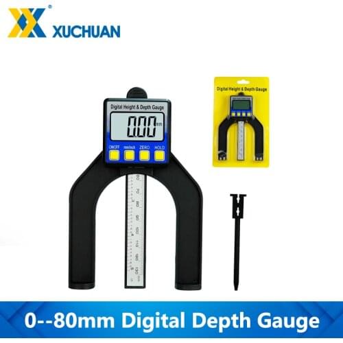Caliper 0-80mm Depth Gauge Electric Digital Caliper LCD Saw Blade Height Gauge with Magnetic Feet Woodworking Measuring Tool