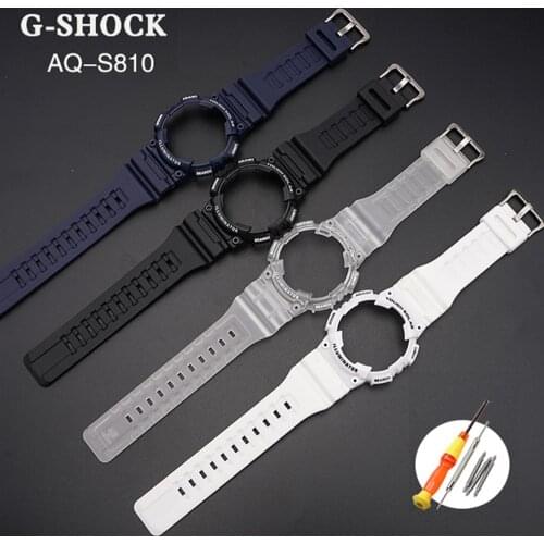 Replacement Resin Watch Strap Case for Casio G-Shock AQ-S810W AQ-S810 Men Sport Refit Silicone Wrist Band Bracelet Accessories
