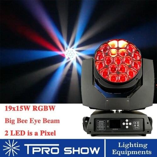 19x15W Bee Eye LED Moving Head Beam Zoom RGBW Stage Light Equipment Dmx Disco Lighting For DJ Club Party 2 LED Pixel Control