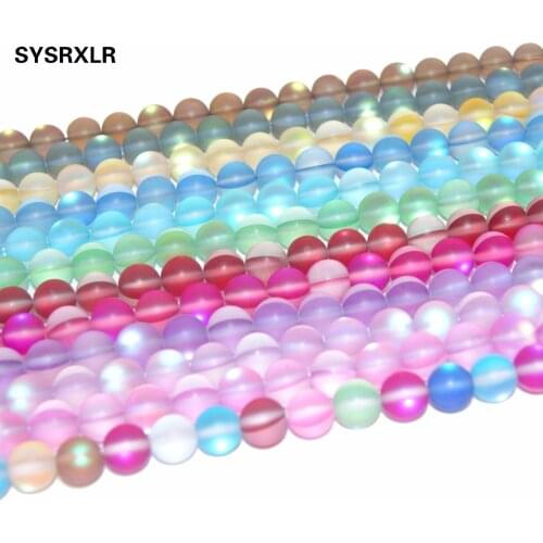 Dull Polish Matte Austria Crystal Synthesis Glitter Moon Stone Beads For Jewelry Making Charm DIY Bracelet Necklace 6/8/10/12 MM
