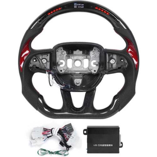 Carbon Fiber Steering Wheel LED Race Digital Display Shift Lights Fit for Dodge Charger/Challenger SRT HELLCAT 2015-2020