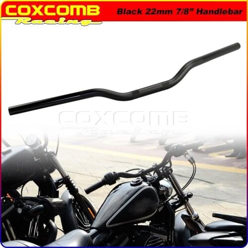7/8" Drag Handlebar Universal Aluminum Vintage Steering Wheel 22mm Handle Bar for Yamaha BMW Triumph Cruiser Scrambler Black