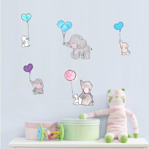 Cartoon Rabbit Elephant Vinly Wall Sticker DIY Animal Kids Room Home Decor Poster Wall Painting for Nursery Mural