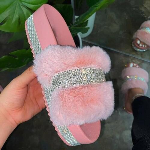 Women Fur Diamonds slippers