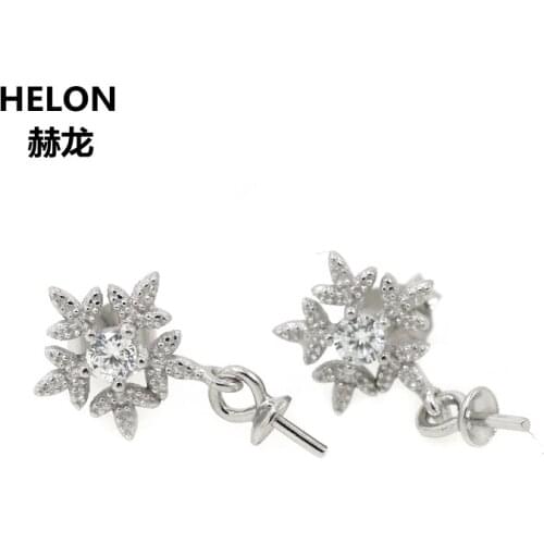 Wholesale 20pairs/lot 100% 925 Sterling Silver Stud Earrings for Women Crystal 6-12mm Pearl or Round Bead Semi Mount Earrings