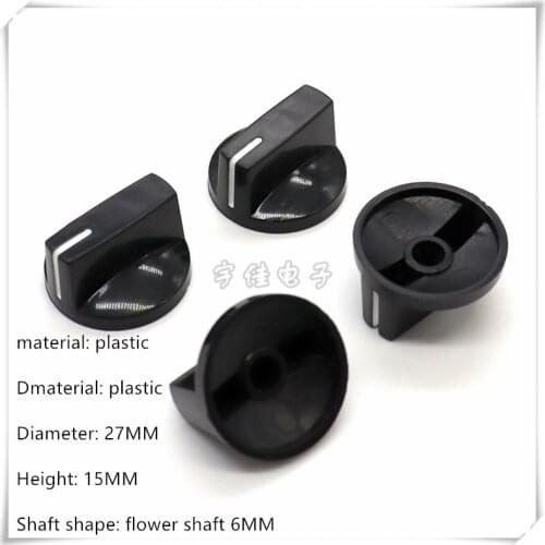 10 Piece 27*15MM RS17 switch black plastic knob cap potentiometer encoder switch knob is suitable for flower shaft 6MM