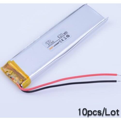 10pcs/Lot 601645 3.7V 420mAh Rechargeable li Polymer Li-ion Battery For bluetooth headset mouse Bracelet Wrist Watch 601745