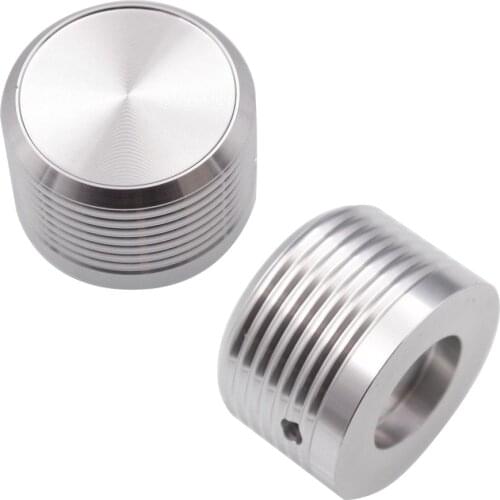 SILVER Anodized CNC Machined Solid Aluminum DAC CD Player Speaker Amplifier potentiometer Control Knob 38x25mm 6.0mm hole 2PCS