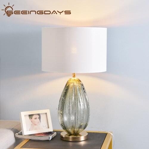 Free Shipping Glaze Crystal Table Lamp For Living Room Bedroom Bedside Lamp Large EU Plug 220v 110v E27 Bulb Inddor Lighting