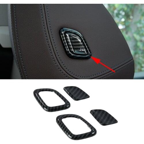 Carbon Fiber Seat Headrest Adjustment Switch Buttons Trim Cover Fit For BMW X3 G01 2018 2019 Accessories 4Pcs