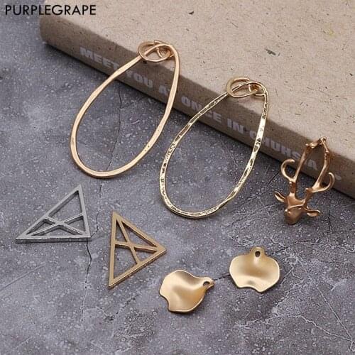 Alloy diy earrings jewelry accessories jewelry materials homemade fine geometry petals oval type ring 4pcs