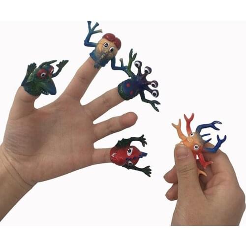 5 pcs Monster Finger Puppets Kids Funny Play Toys Party Favors Toy Plastic Puppets Assorted