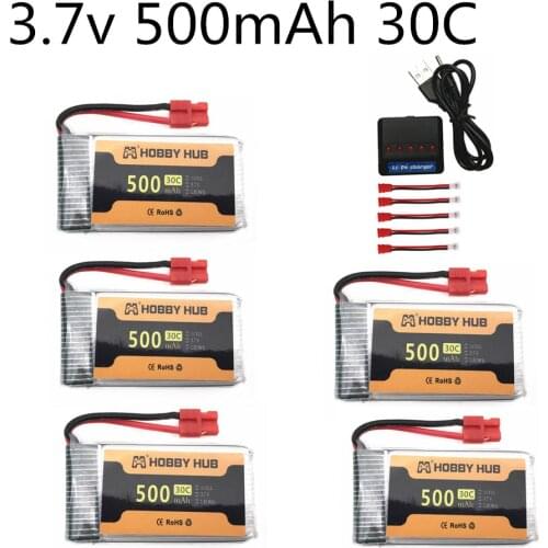 3.7V 500mAh 30c lipo Battery For X5HW X5HC X5UC X5UW RC Drone Quadcopter Spare Parts 3.7v 802540 battery with 5 in 1 Charger