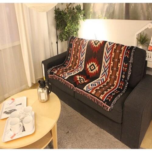 Fall Winter American Sofa Blanket Knitted Geometric Pattern Floor Mat Nordic Fashion Style Home Decoration