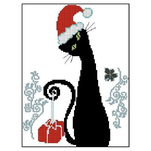 FREE Shipping Top Quality popular counted cross stitch kit Christmas Cat, black cat