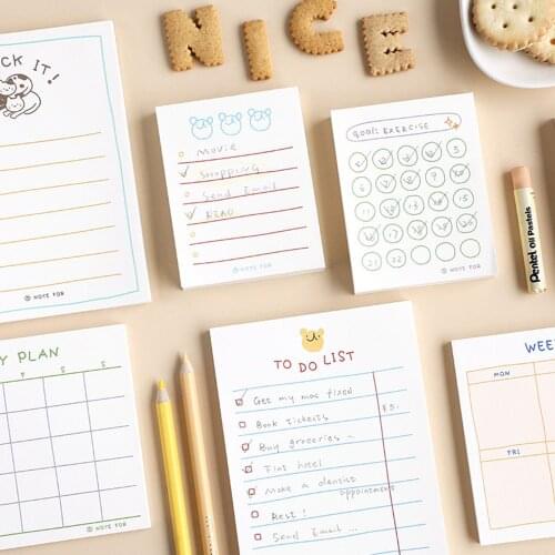 50/100sheets Cute Plan Series Memo Pad Guest Book To Do List Weekly Plan Daily Plan Stationery School Office Supplies