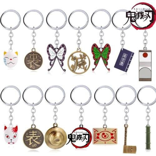 Anime Demon Slayer Keychain Nezuko Kochou Enamel Kamado Tanjirou Metal Pendant Key Chain Kimetsu no Yaiba Men Keyrings llaveros