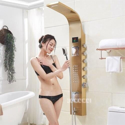 New Seven-function Intelligent Constant Temperature Digital Display Shower Panel Household Stainless Steel Bathroom Shower Panel