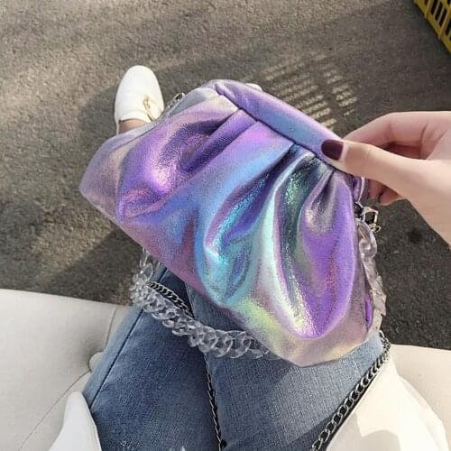 Elegant Women Chain Wristlet Cloud Leather Shoulder Crossbody Bag Female Handbag Fashion Exquisite Shopping Bag