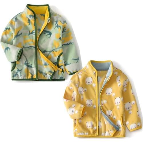 Funnygame New Jackets Coats for Autumn Winter Fleece Boys Girls Outwear Zipper Animals Print Fashion Jackets Children Clothes