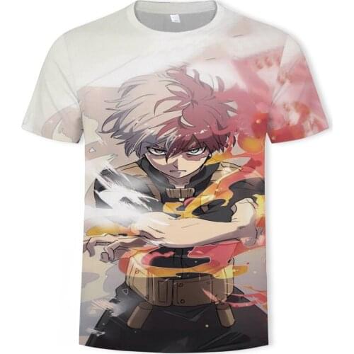3d printing anime male character pattern comfortable T-shirt Harajuku round neck T-shirt fashion top handsome short sleeves