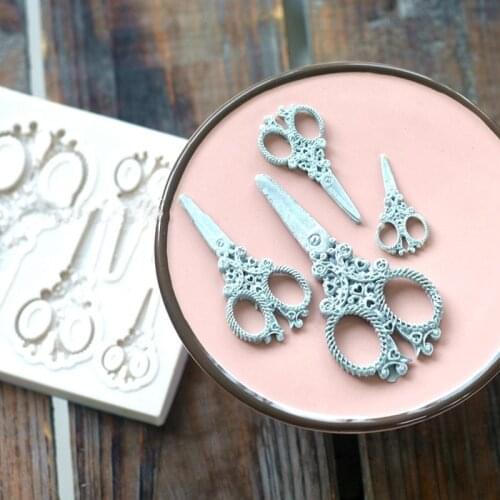 Scissors Shape Fondant Fondant Silicone Mold for DIY Pastry Cupcake Dessert Lace Cake Decoration Kitchen Accessories Baking Tool