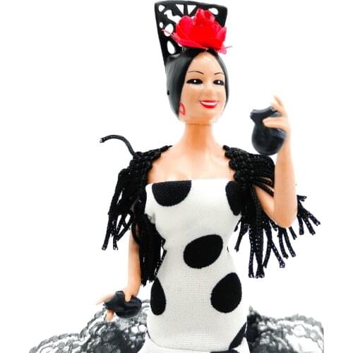 Doll Collection 19 cm typical Andalusian flamenco dress. Made in Spain by Folk craftsmanship. Limited edition