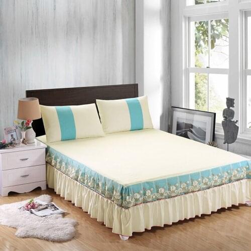 IvaRose 3pcs Bedding Sets Colorful Bedspread Cotton Bed Skirts Mattress Cover Full Queen King Size 19 Colors with 2 Pillowcases