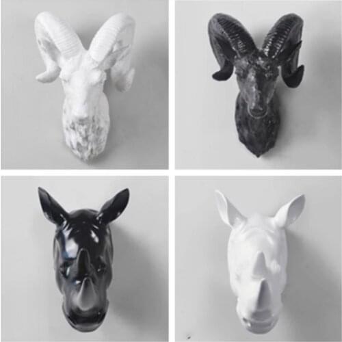 Creative three-dimensional animal head crafts pendant, rhinoceros head and sheep head wall decoration, home wall decoration