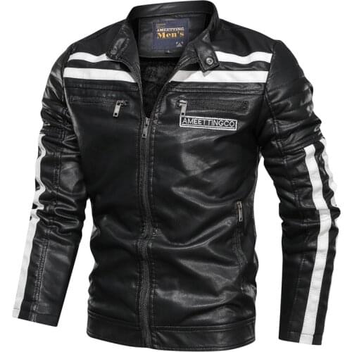 Mens Fashion Leather Jacket Autumn Winter Slim Fit Stand Collar Jackets Male Motorcycle Zipper Mens Clothing 2021 New Size 6XL