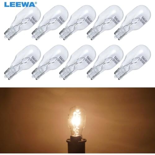 LEEWA 10pcs Warm White Car T15 Wedge 12V 16W Halogen Bulb External Halogen Lamp Replacement Dashboard Bulb Light #CA1310