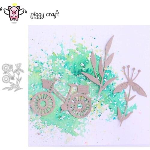 Piggy Craft metal cutting dies cut die mold Bicycle flowers leaves Scrapbook paper craft knife mould blade punch stencils dies