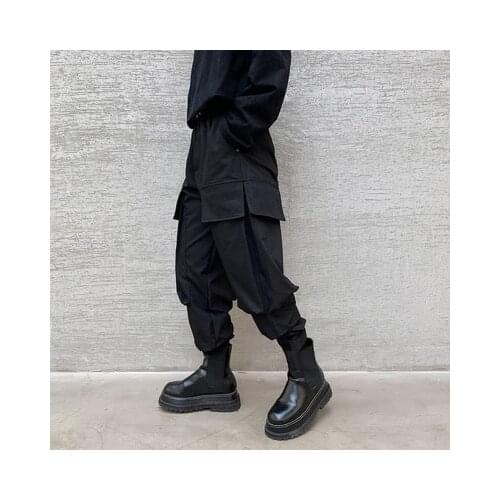 Fall wear dark INS South Korea version of the mens loose multi-pocket overalls young mens hip little pants